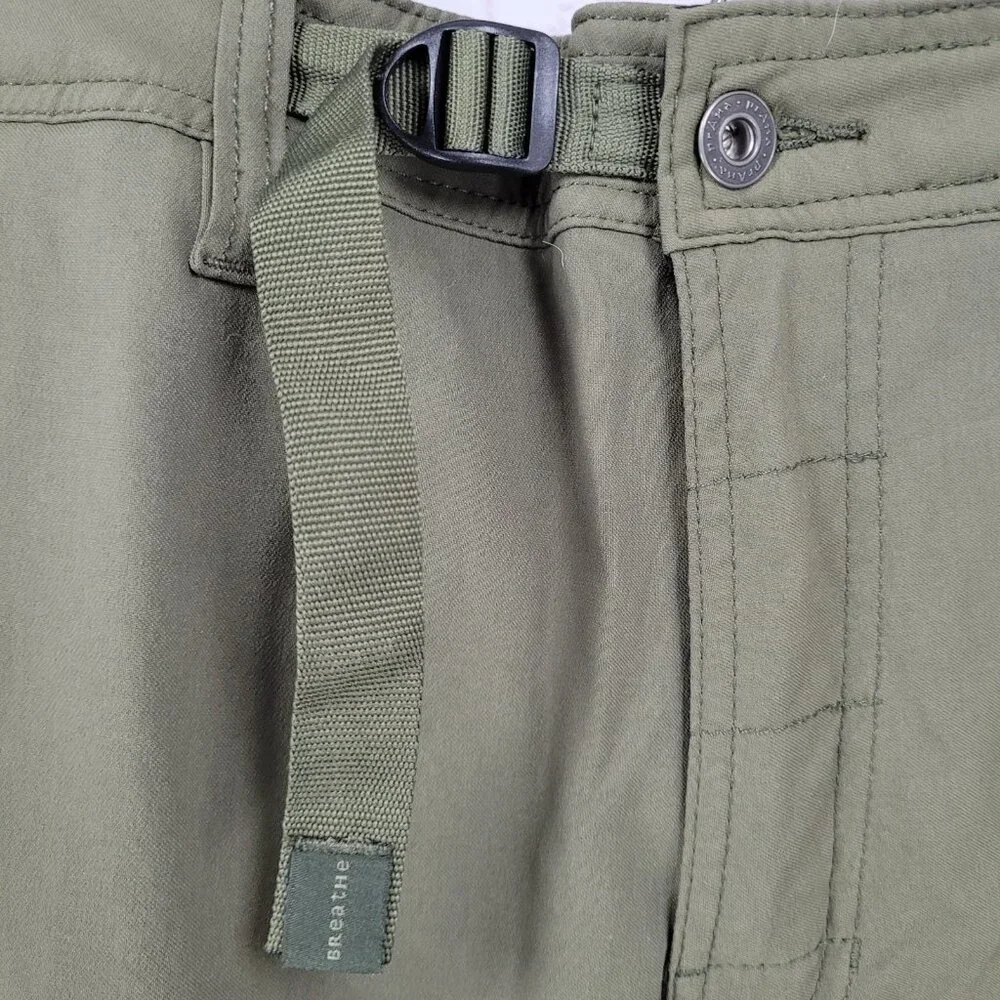 PrAna Green Breathe Nylon Stretch Lightweight Snap Cuff Cargo Pants Size (40x30)
